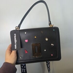 Karl Lagerfield Paris Simone Flap Crossbody Tote Bag Purse Rainbow Gems NWT $228